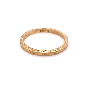 Vintage 1940’s 14k yellow gold milgrain and engraved stackable wedding band