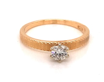 Vintage 1980's 14k yellow gold 6 prong solitaire engagement ring .30ct