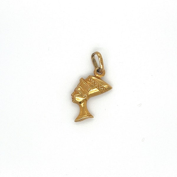 Vintage 18k Yellow Gold Cleopatra Egyptian Charm Pendant