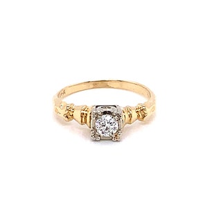 Vintage 1940's 14k yellow gold Art Deco solitaire diamond engagement ring .18ct