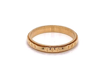 Vintage 1940s 14k Yellow Gold Engraved Pattern Stackable Band