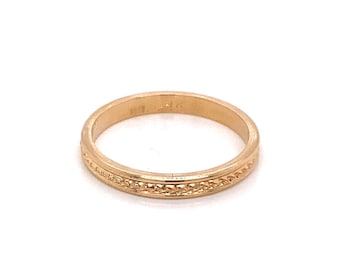 Vintage 1940’s 14k yellow gold engraved stackable wedding band