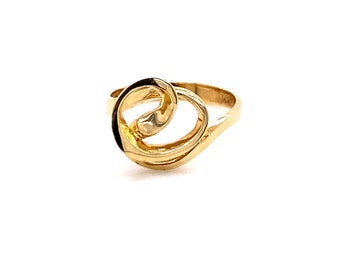 Anillo vintage de oro amarillo de 14 quilates con diseño de remolino, años 80