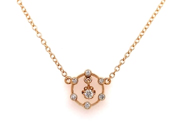 Vintage 1980&#39;s 14k yellow gold diamond ship’s wheel necklace with center drop diamond