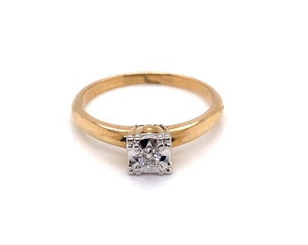 Vintage 1940’s 14k yellow gold diamond solitaire ring .07ct