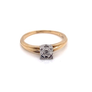 Vintage 1940’s 14k yellow gold diamond solitaire ring .03ct