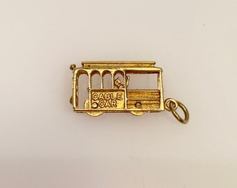 Vintage 14k yellow gold San Francisco trolley cable car charm