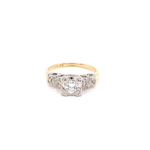 Vintage 1950's 14k 2 tone gold diamond engagement ring .25ct