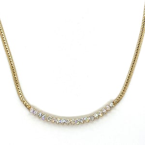 Vintage 14k Yellow Gold Diamond Smile Necklace
