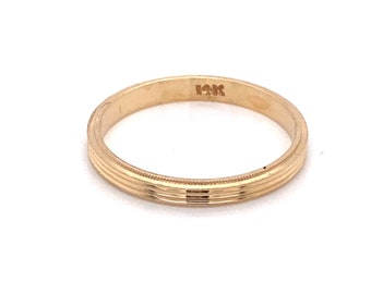 Vintage 1940’s 14k yellow gold engine turned ridged stackable wedding band