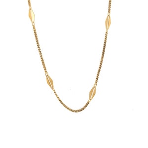 Vintage 14k Gelbgold Geometrische Station Link Choker Halskette