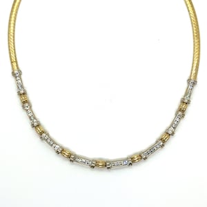 Vintage 14k Yellow Gold Diamond Omega Choker Necklace