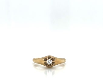 Vintage 14k Yellow Gold Diamond Belcher Ring