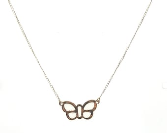 Vintage 14k yellow gold Butterfly Pendant Necklace