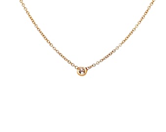 Vintage 14k yellow gold diamond bezel necklace .25ct