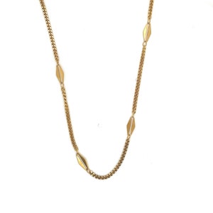 Vintage 14k Gelbgold Geometrische Station Link Choker Halskette