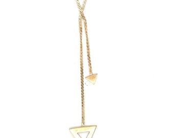 Vintage 14k Yellow Gold Triangle Drop Tassel Necklace