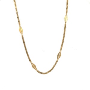 Vintage 14k Gelbgold Geometrische Station Link Choker Halskette