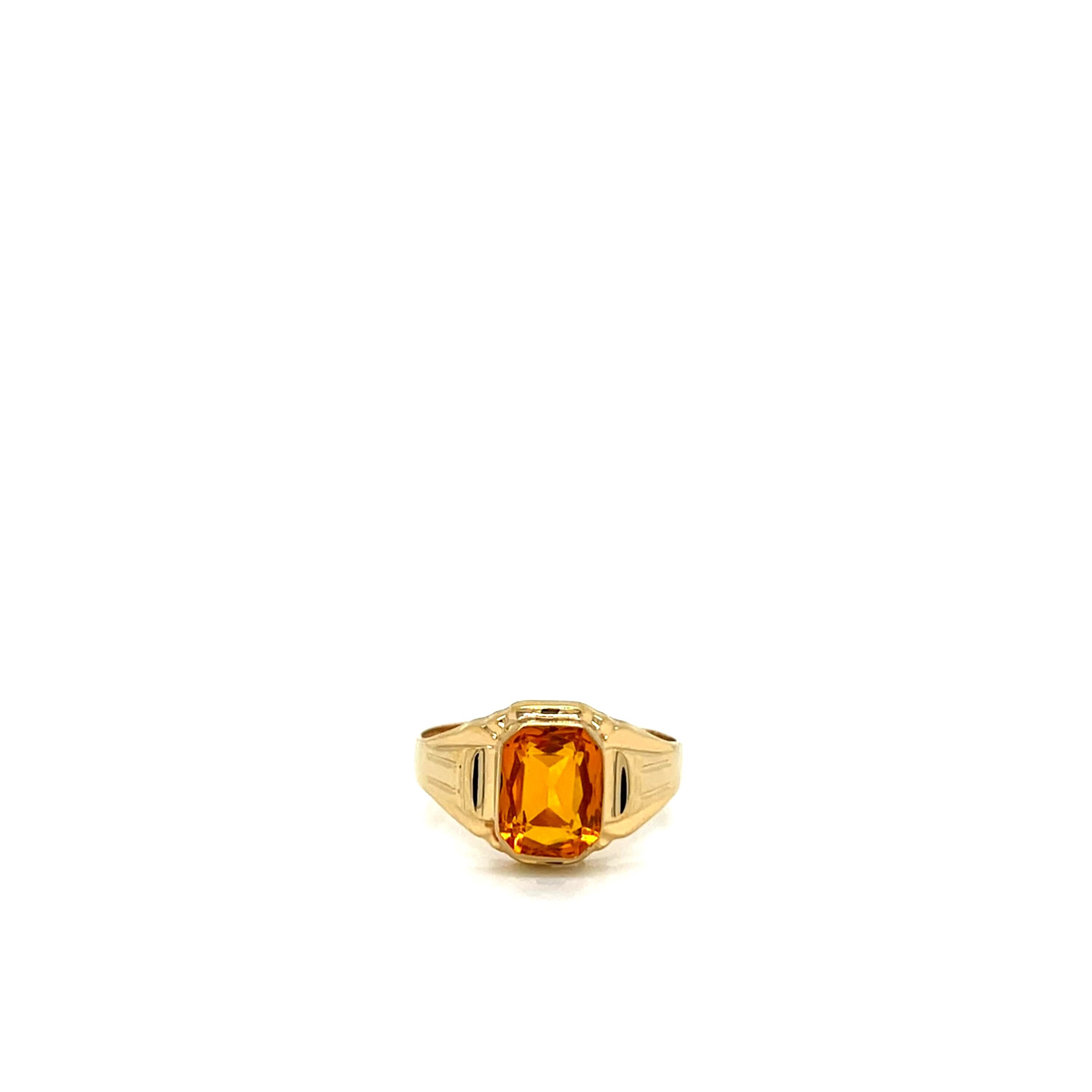 Vintage 1940's 10k Yellow Gold Rectangular Orange Stone Ring - Etsy