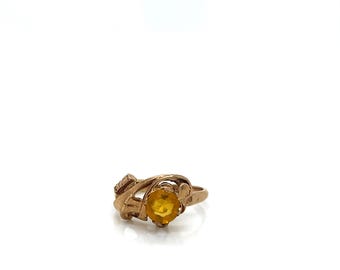 Vintage 1940s 10k gold yellow stone ring