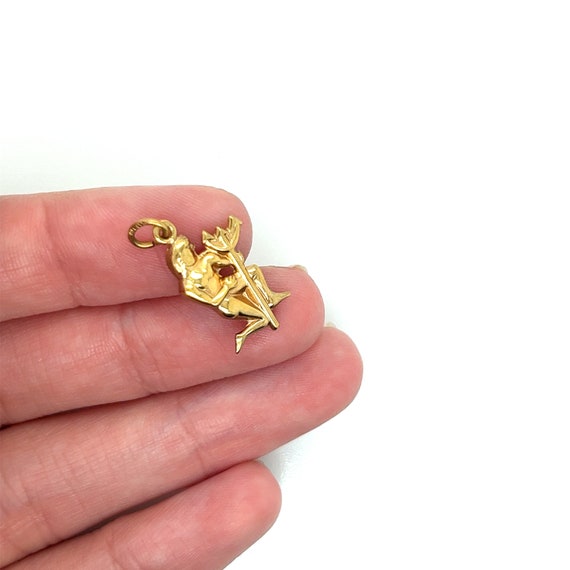 Vintage 14k yellow gold Kneeling Man with Pitchfork Charm View 3