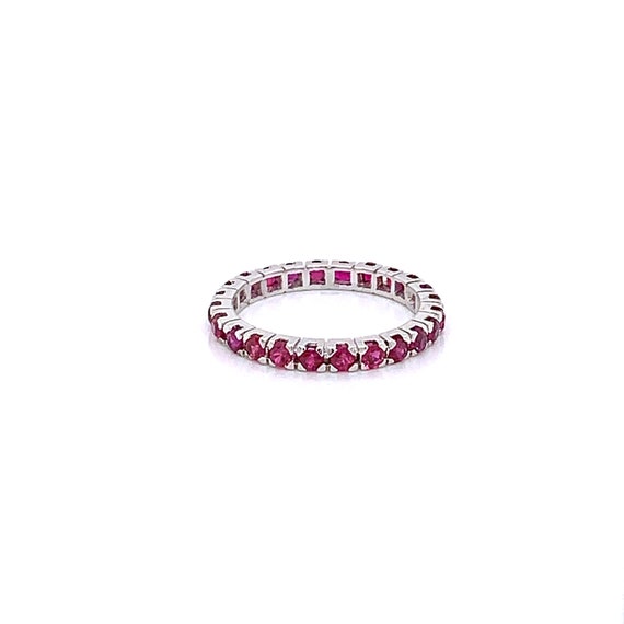 Vintage 1990's 18k white gold ruby eternity band … - image 1