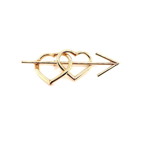 Vintage 1980’s double heart with arrow pin - image 1