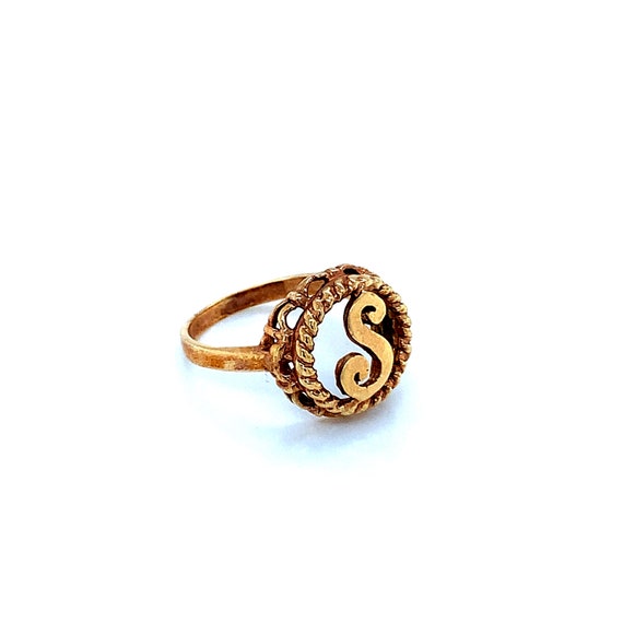 Vintage 14Yellow Gold Initial S Signet Ring - image 2