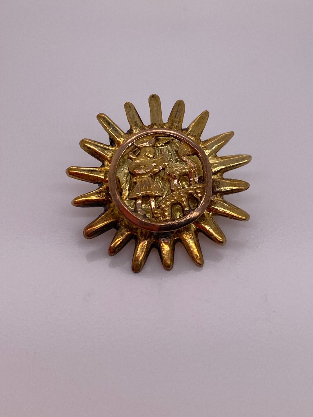 Greek Sun Pin Vintage 18k Yellow Gold Sun Pin/pendant With Greek/roman Scene - Etsy ...
