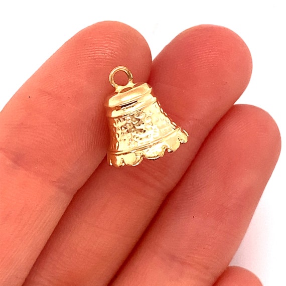 Vintage 14k yellow gold bell charm - image 2