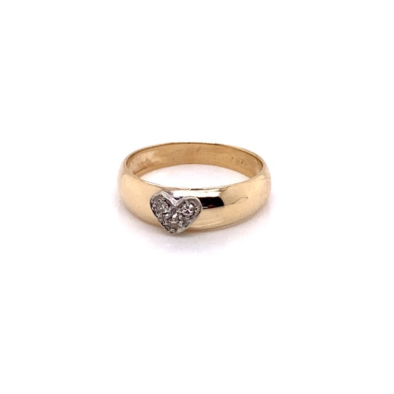 Vintage 1940's 14k two tone band with diamond hea… - image 4