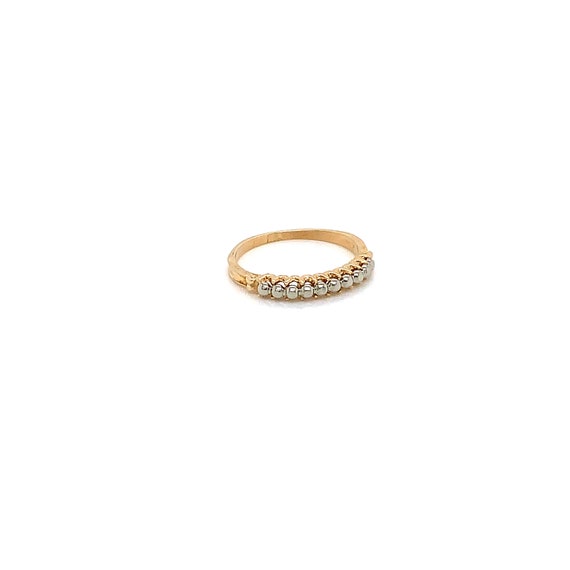 Vintage 1940's 14k 2-tone gold beaded wedding band - image 3