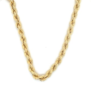 Vintage 18K Yellow Gold Italian Made Wide Hollow Rope Choker Chain