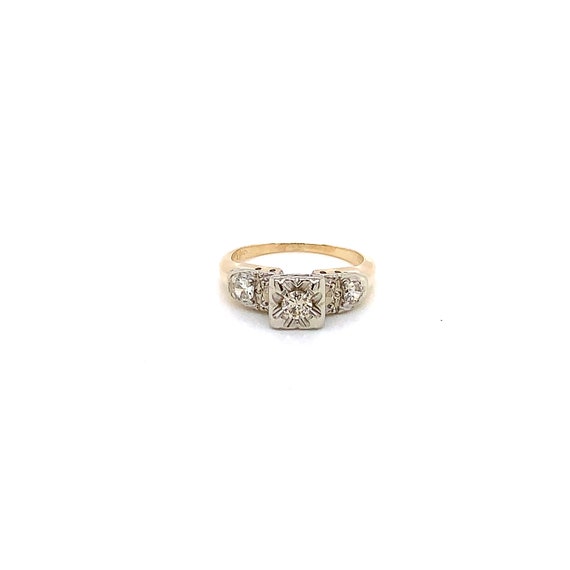 Vintage 1950s 3 Stone Diamond Engagement Ring .15… - image 1