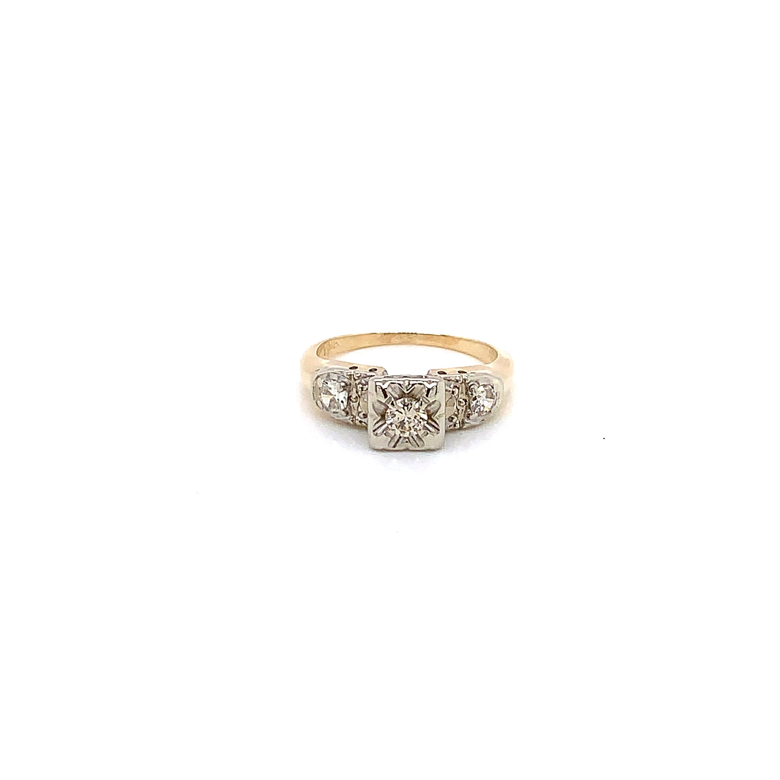 Vintage 1950s 3 Stone Diamond Engagement Ring .15ct - Etsy