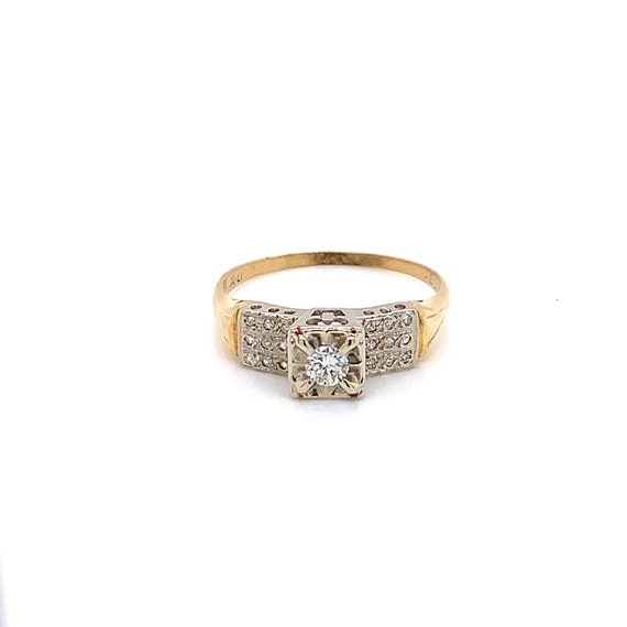 Vintage 1940s Transitional Cut Diamond Ring .15ct - image 1