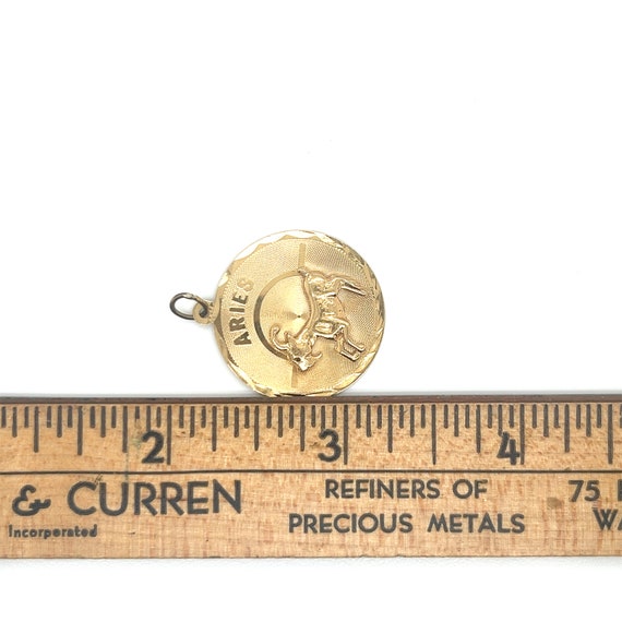 Vintage 14k yellow gold Aries Disc Charm - image 7