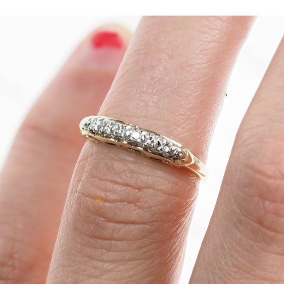 Vintage 1950's Yellow Gold Diamond Band .06ct - image 5