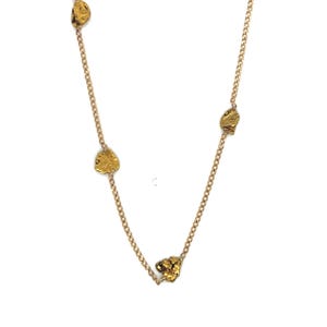 Vintage 24K Gold Nugget Stationed on 14k Yellow Gold Chain Necklace