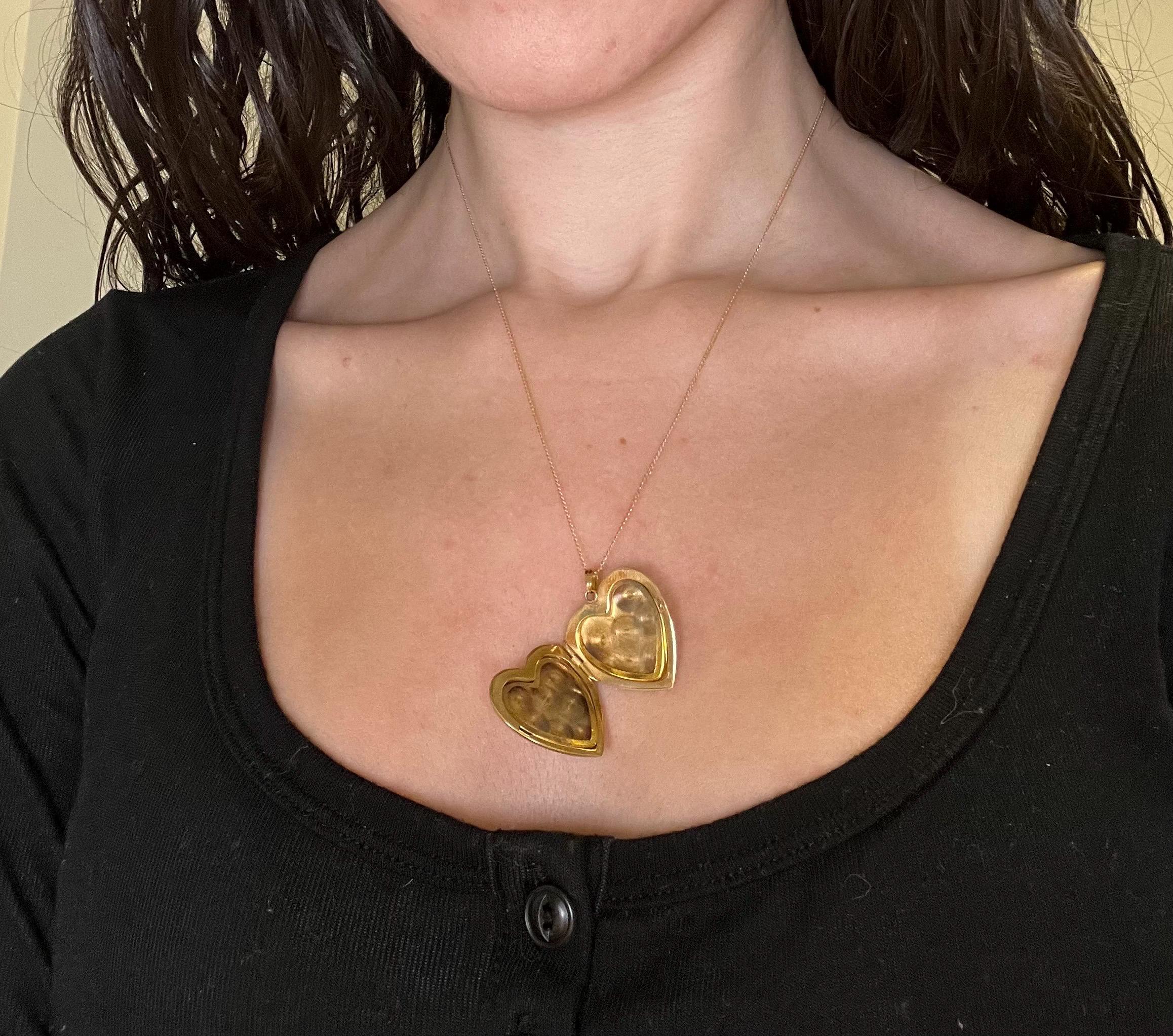 Vintage 1940's 10k Yellow Gold Heart Locket Pendant Necklace - Etsy