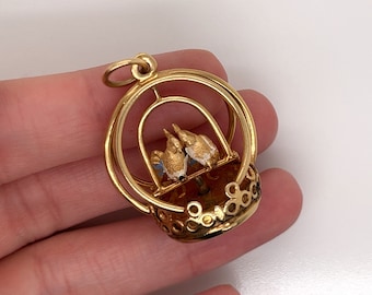 Vintage Henry Dankner 14k Yellow Gold Love Birds Charm