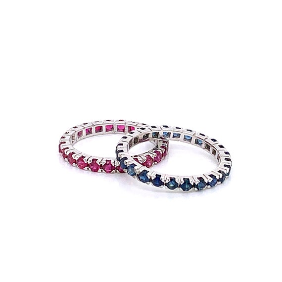 Vintage 1990's 18k white gold ruby eternity band … - image 5