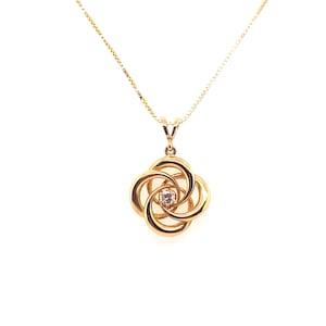 Colgante de remolino de oro amarillo vintage de 14k con diamante