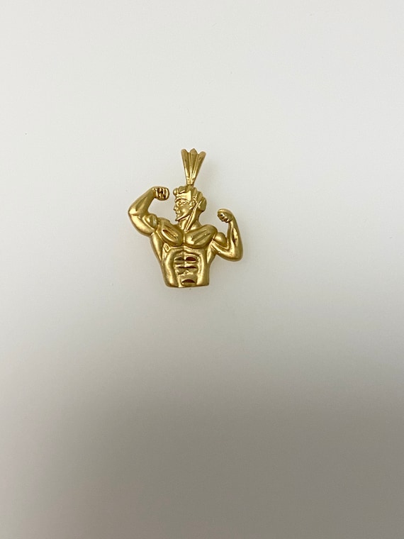 Vintage 14k yellow gold Hercules muscle man charm
