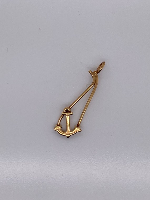 Vintage 14k yellow gold anchor sailor hat pin charm Gem