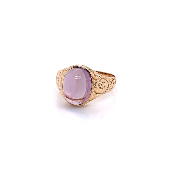 Vintage 1940's 10k yellow gold oval purple stone … - image 2