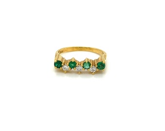 Vintage 18k yellow gold Emerald and Diamond Statement Ring