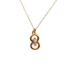Vintage 14k yellow gold diamond infinity pendant necklace