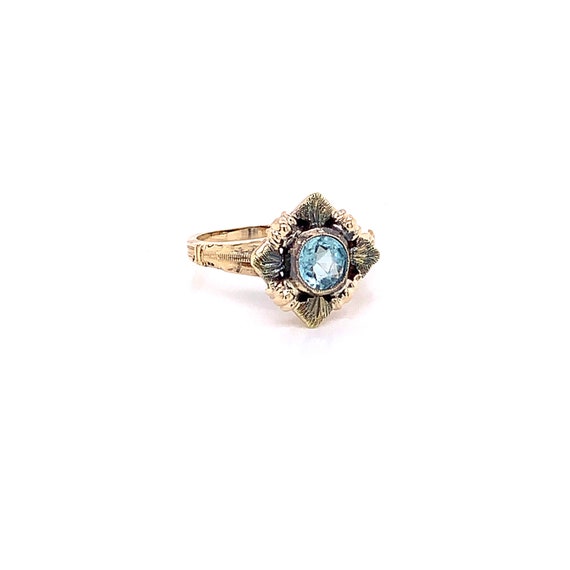 Vintage 1940's 10k yellow gold light blue stone s… - image 6