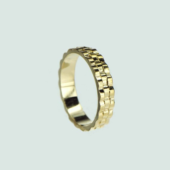 Vintage 1940s 14k Yellow Gold Ridge Design Stacka… - image 3